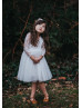 Ivory Lace Tulle Scoop Back Flower Girl Dress